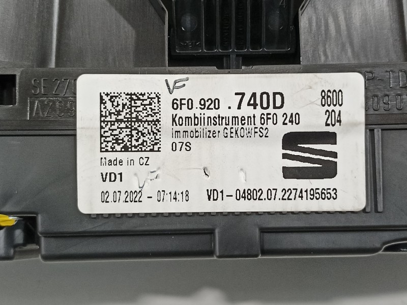 Recambio de cuadro instrumentos para seat arona xperience referencia OEM IAM 6F0920740D  