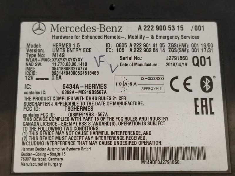Recambio de modulo electronico para mercedes-benz clase gla (w156) gla 200 (156.943) referencia OEM IAM A22290053  