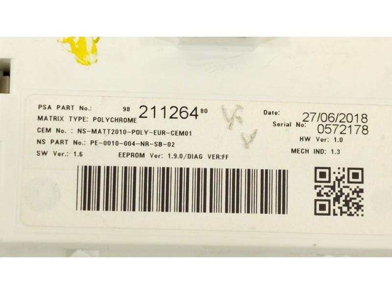 Recambio de cuadro instrumentos para peugeot 208 1.2 12v vti referencia OEM IAM 9821126480  