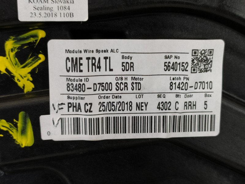 Recambio de elevalunas trasero derecho para hyundai tucson kosmo 4wd referencia OEM IAM 83480D7500 83460D7000 