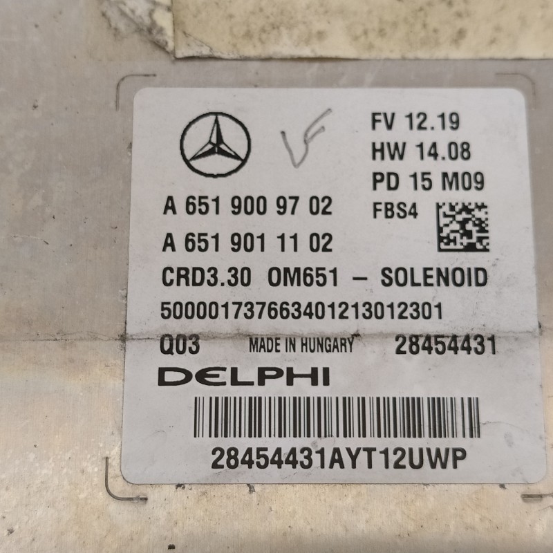 Recambio de centralita motor uce para mercedes-benz clase b (w246) b 200 cdi (246.208) referencia OEM IAM A6519009702 A651901110