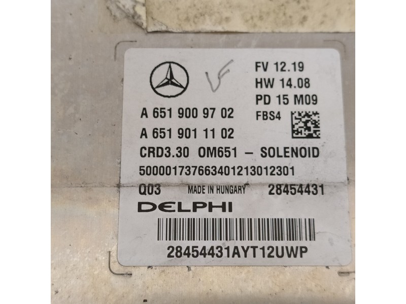 Recambio de centralita motor uce para mercedes-benz clase b (w246) b 200 cdi (246.208) referencia OEM IAM A6519009702 A651901110