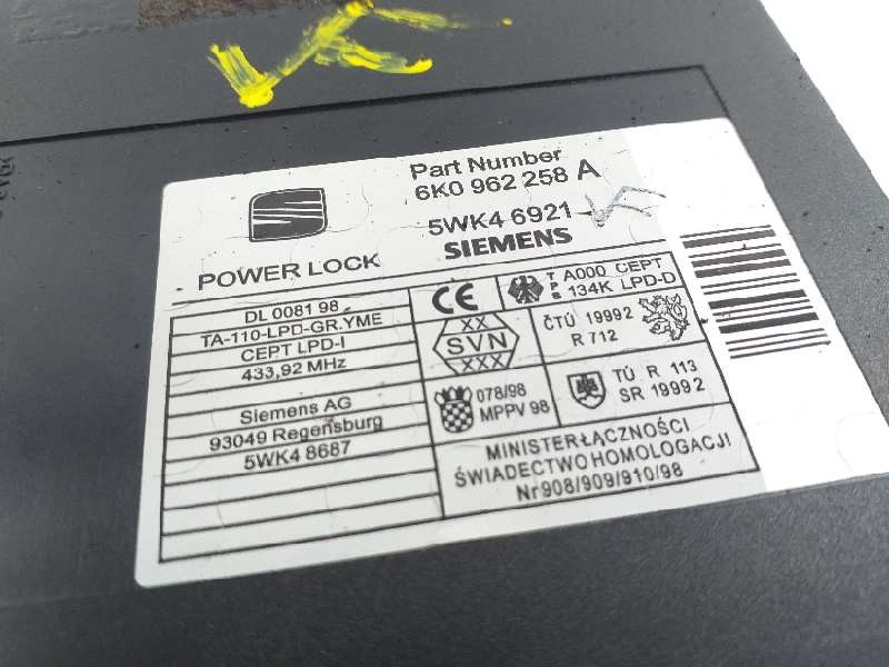 Recambio de centralita cierre para seat ibiza (6k1) stella referencia OEM IAM 6K0962258A  