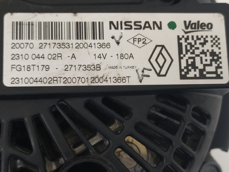 Recambio de alternador para dacia duster ii prestige 4wd referencia OEM IAM 231004402R 2717353B FG18T179