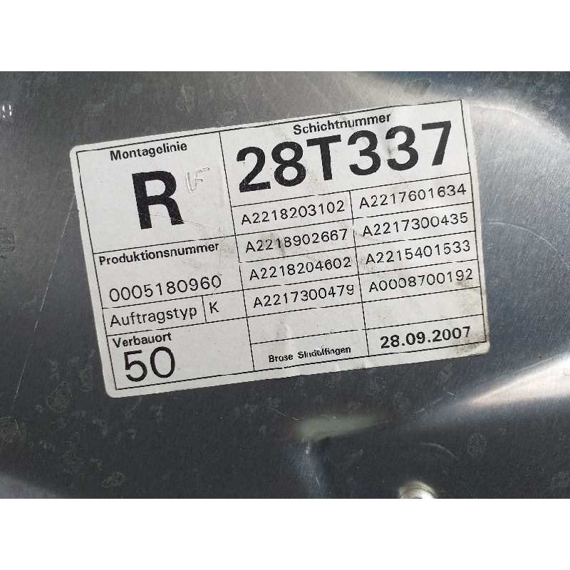 Recambio de elevalunas trasero derecho para mercedes-benz clase s (w221) berlina 500 l (221.171) referencia OEM IAM A2218203102 