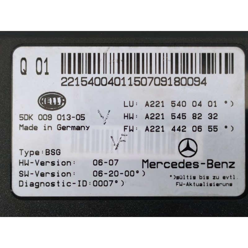 Recambio de caja reles / fusibles para mercedes-benz clase s (w221) berlina 500 l (221.171) referencia OEM IAM A2215400401 5DK00