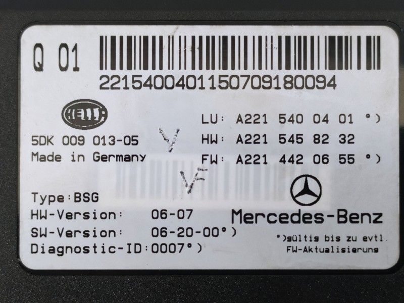 Recambio de caja reles / fusibles para mercedes-benz clase s (w221) berlina 500 l (221.171) referencia OEM IAM A2215400401 5DK00