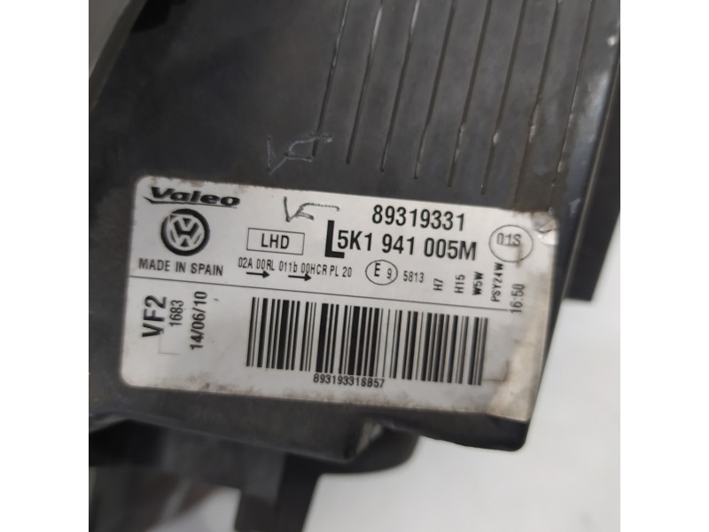 Recambio de faro izquierdo para volkswagen golf vi (5k1) rabbit bluemotion referencia OEM IAM 5K1941005M 89319331 