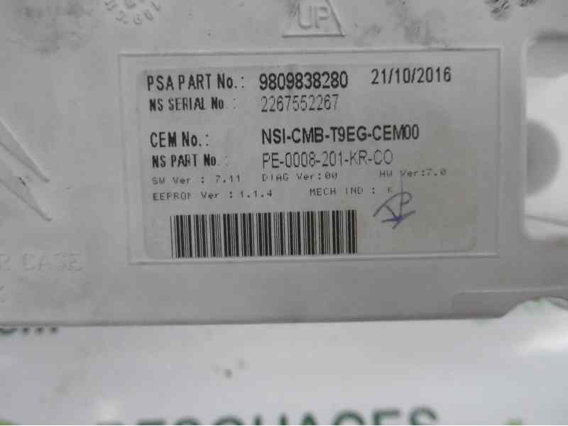 Recambio de cuadro instrumentos para peugeot 308 access referencia OEM IAM 9809838280  