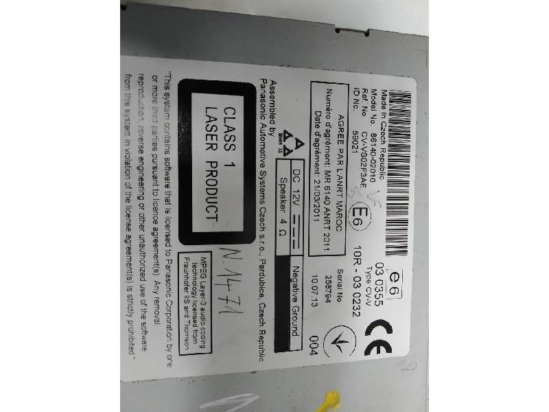 Recambio de sistema navegacion gps para toyota auris hybrid advance referencia OEM IAM 8614002010  