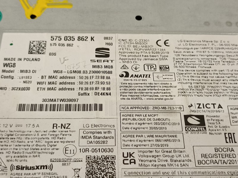 Recambio de sistema navegacion gps para seat ibiza (kj1) style go referencia OEM IAM 575035862K  