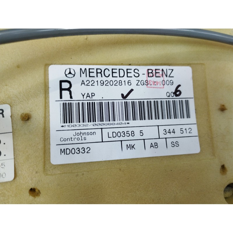 Recambio de asientos trasero derecho para mercedes-benz clase s (w221) berlina 350 (221.056) referencia OEM IAM A2219202816  
