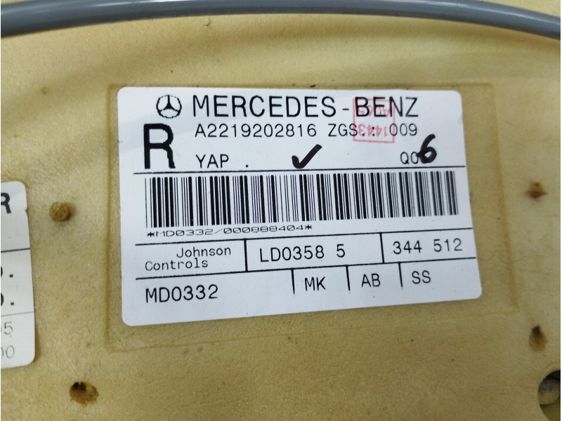 Recambio de asientos trasero derecho para mercedes-benz clase s (w221) berlina 350 (221.056) referencia OEM IAM A2219202816  