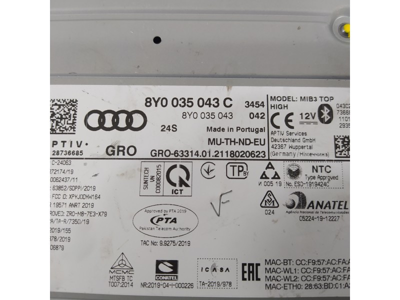 Recambio de sistema navegacion gps para audi a3 sportback (8y) gy referencia OEM IAM 8Y0035043C  