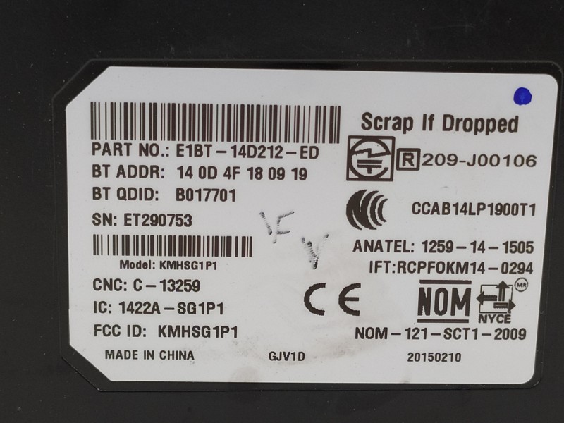 Recambio de modulo electronico para ford fiesta (ccn) trend referencia OEM IAM E1BT14D212ED  