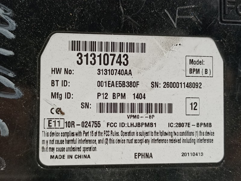 Recambio de modulo electronico para volvo c30 1.6 d drive kinetic referencia OEM IAM 31310743  