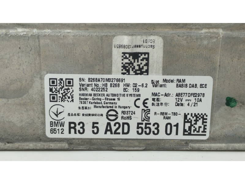 Recambio de modulo electronico para bmw serie 3 berlina (g20) 318d referencia OEM IAM 6512R35A2D55301 5A2D55301 