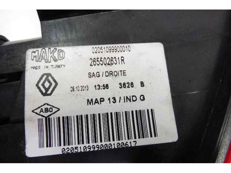 Recambio de piloto trasero derecho para renault clio iv dynamique referencia OEM IAM 265502631R  