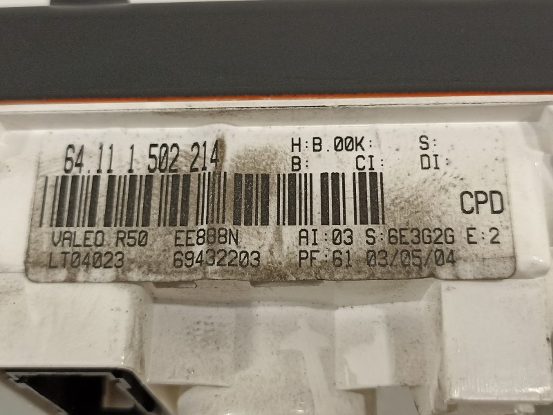 Recambio de mando calefaccion / aire acondicionado para bmw mini (r50,r53) one referencia OEM IAM 69432203 64111502214 