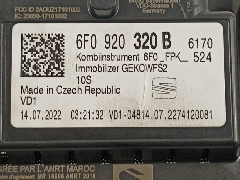 Recambio de cuadro instrumentos para seat arona xperience referencia OEM IAM 6F0920320B  