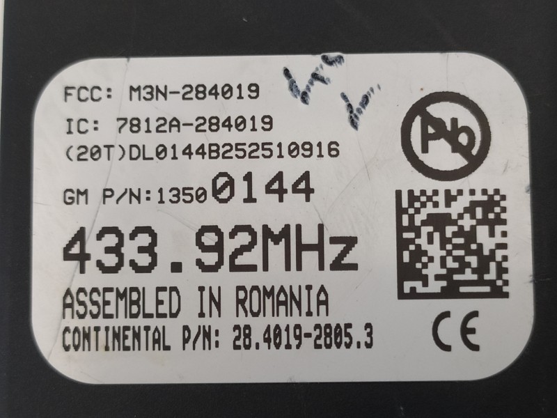 Recambio de modulo electronico para opel adam glam ecoflex referencia OEM IAM 13500144 M3N284019 7812A284019