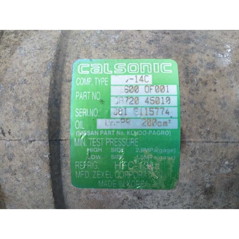 Recambio de compresor aire acondicionado para nissan terrano/terrano.ii (r20) comfort referencia OEM IAM 326000F001 0A72045010 