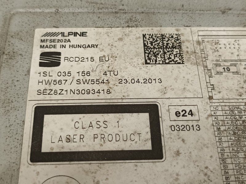 Recambio de sistema audio / radio cd para seat mii (kf1) @mii referencia OEM IAM 1SL035156  