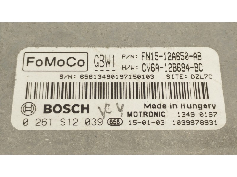 Recambio de centralita motor uce para ford ecosport titanium referencia OEM IAM CV6A12B684BC FN1512A650AB 0261S12039