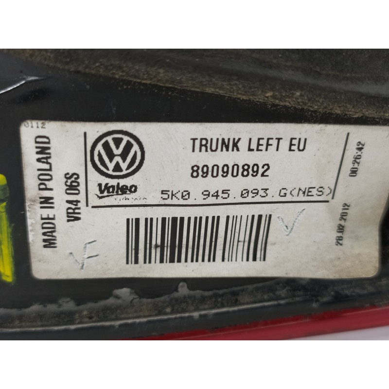 Recambio de piloto trasero izquierdo en porton para volkswagen golf vi (5k1) advance bluemotion referencia OEM IAM 5K0945093G 89