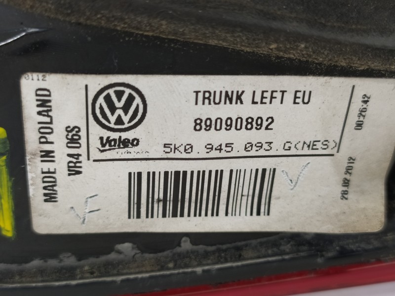 Recambio de piloto trasero izquierdo en porton para volkswagen golf vi (5k1) advance bluemotion referencia OEM IAM 5K0945093G 89