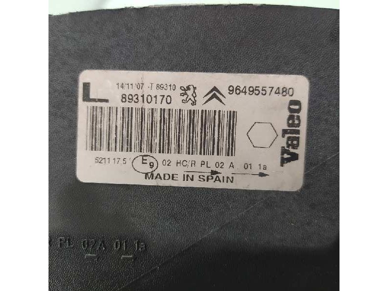 Recambio de faro izquierdo para citroën xsara picasso citroen xsara picasso hdi 110fap lx plus referencia OEM IAM 9649557480 893