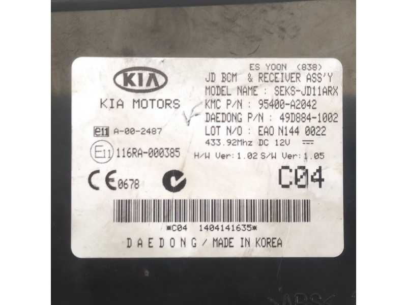 Recambio de modulo electronico para kia cee´d concept referencia OEM IAM 95400A2042  