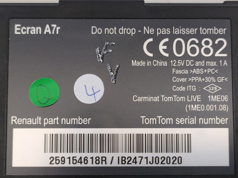 Recambio de pantalla multifuncion para renault scenic iii dynamique referencia OEM IAM 259154618R  