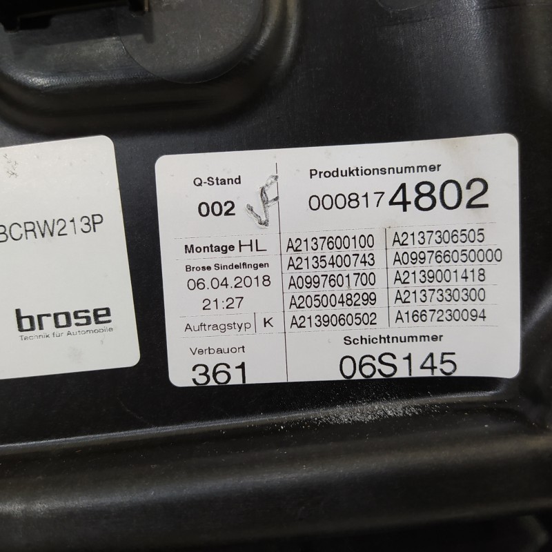 Recambio de elevalunas trasero izquierdo para mercedes-benz clase e lim. (w213) e 220 d (213.004) referencia OEM IAM A2137600100