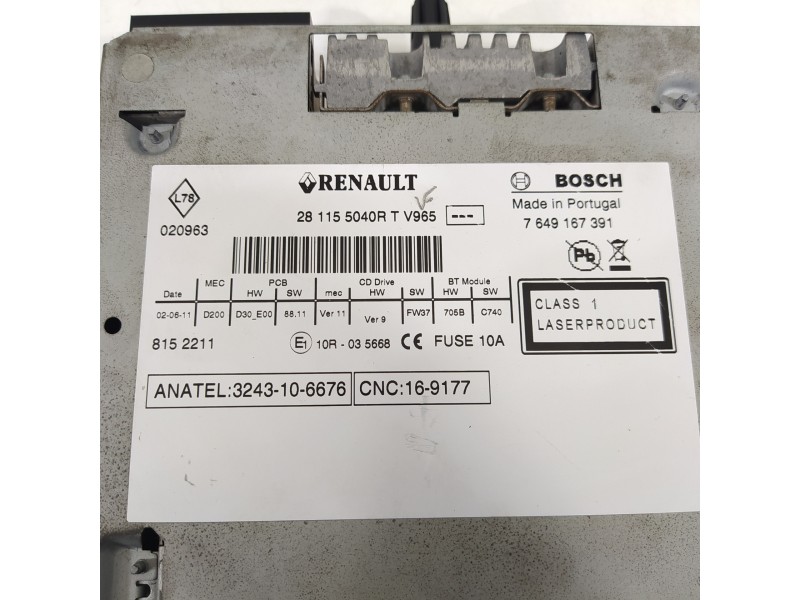 Recambio de sistema audio / radio cd para renault megane iii sport tourer dynamique referencia OEM IAM 281155040R  