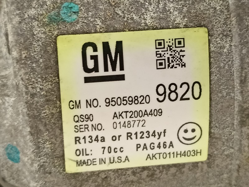 Recambio de compresor aire acondicionado para chevrolet trax ls+ referencia OEM IAM 95059820  