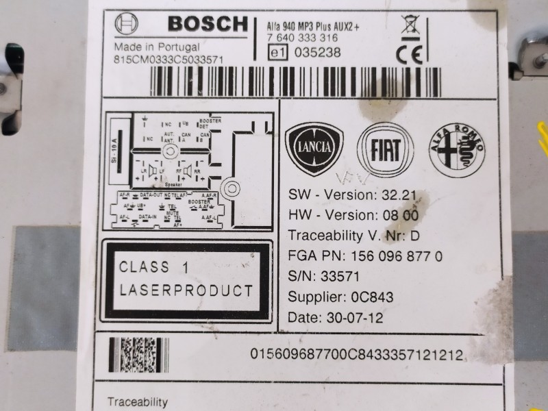 Recambio de sistema audio / radio cd para alfa romeo giulietta (191) sprint referencia OEM IAM 7640333316 1560968770 