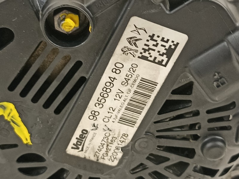 Recambio de alternador para peugeot 208 (2020) n208 active referencia OEM IAM 9835689480 2740473C FG12T163
