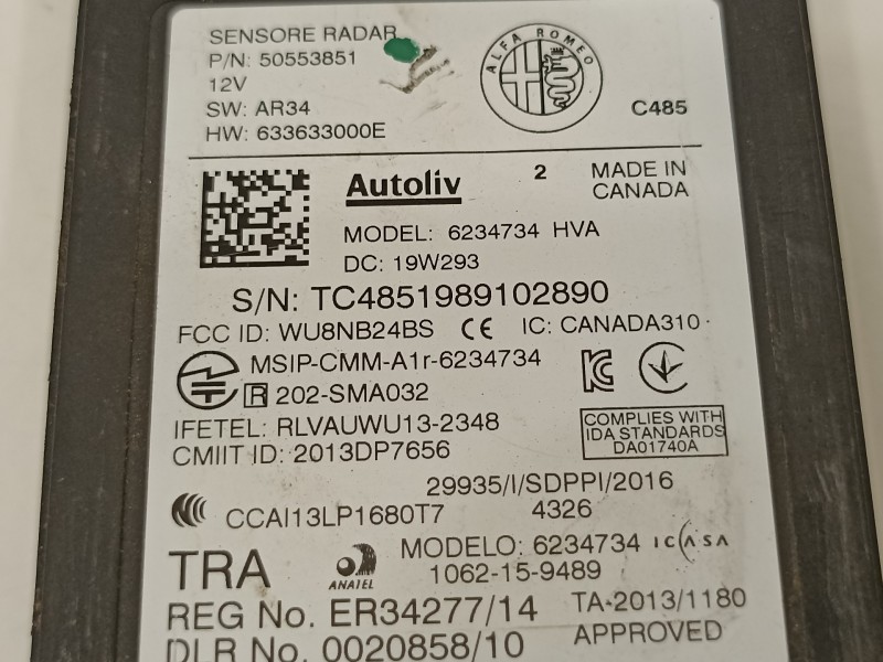 Recambio de sensor para alfa romeo stelvio (630) quadrifoglio 4wd referencia OEM IAM 50553851  