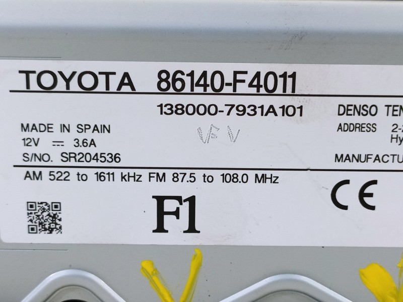 Recambio de pantalla multifuncion para toyota c-hr ax1t(eu,m)/zyx10(h)/zyx10l-ahxgbw(3a) referencia OEM IAM 86140F4011  