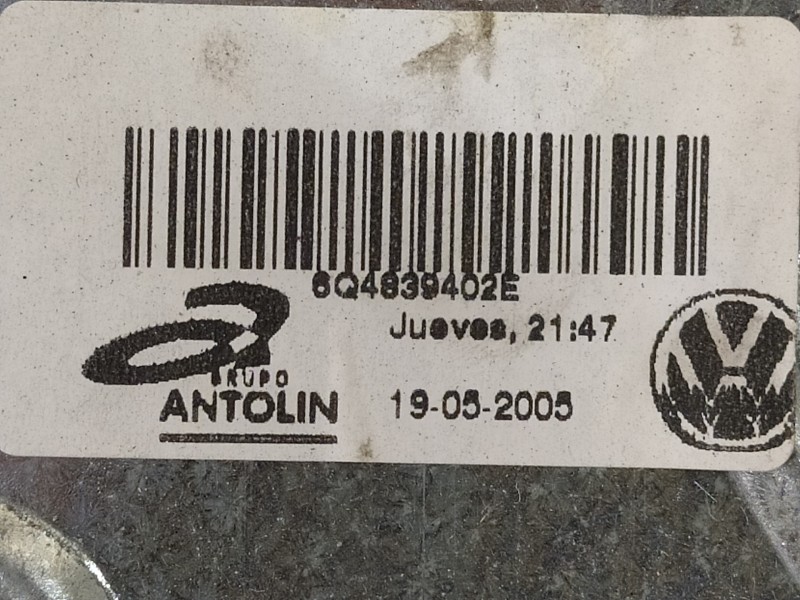 Recambio de elevalunas trasero derecho para volkswagen polo (9n3) advance referencia OEM IAM 6Q4839402E 6Y0959812 