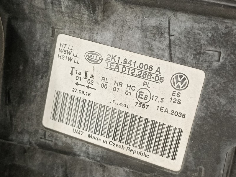 Recambio de faro derecho para volkswagen caddy furgón/kombi furgón bluemotion referencia OEM IAM 2K1941006A  