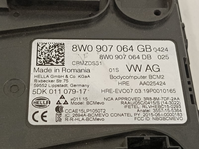 Recambio de modulo electronico para audi a5 coupe (f53) s line edition referencia OEM IAM 8W0907064GB 8W0907064DB 