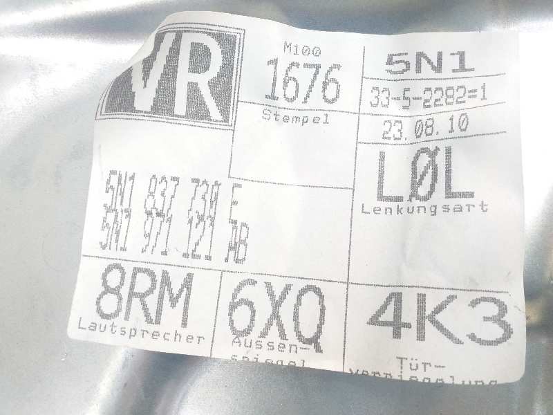 Recambio de elevalunas delantero derecho para volkswagen tiguan (5n1) advance referencia OEM IAM 5N0837730E 5N1971121AB 5N095970