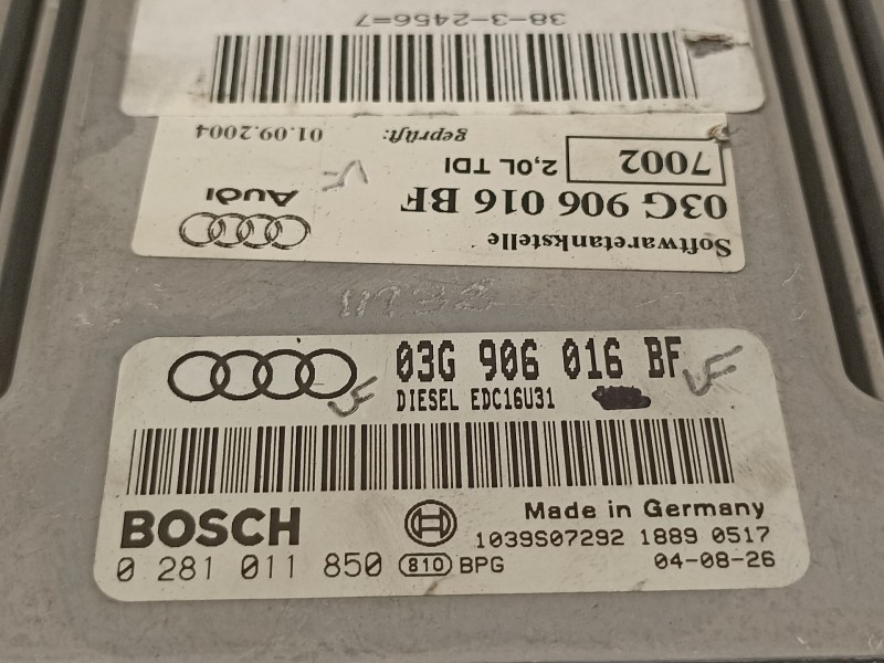 Recambio de centralita motor uce para audi a6 berlina (4f2) 2.0 tdi referencia OEM IAM 03G906016BF 281011850 