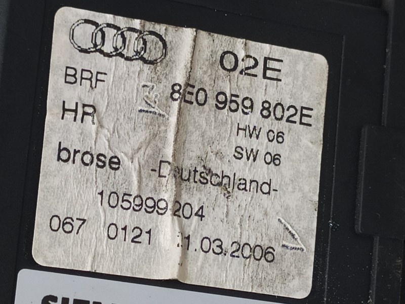 Recambio de elevalunas trasero derecho para audi a4 berlina (8e) 1.9 tdi referencia OEM IAM 8E0839462C  