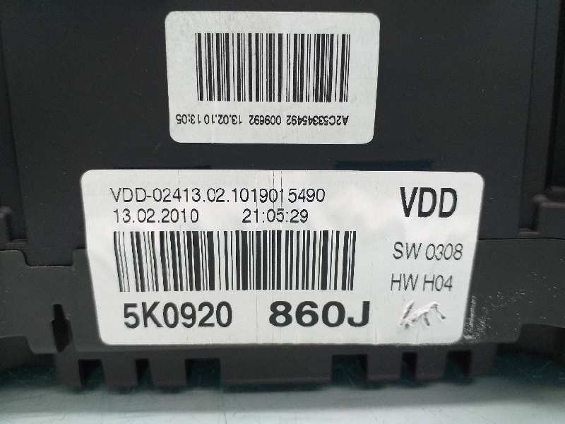 Recambio de cuadro instrumentos para volkswagen golf vi (5k1) advance referencia OEM IAM 5K0920860J  