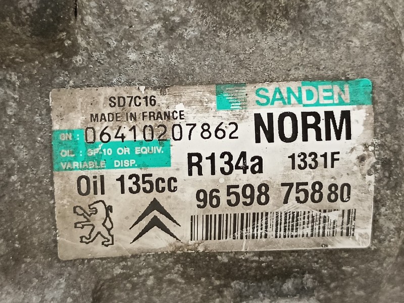 Recambio de compresor aire acondicionado para peugeot 308 sw premium referencia OEM IAM 9659875880  