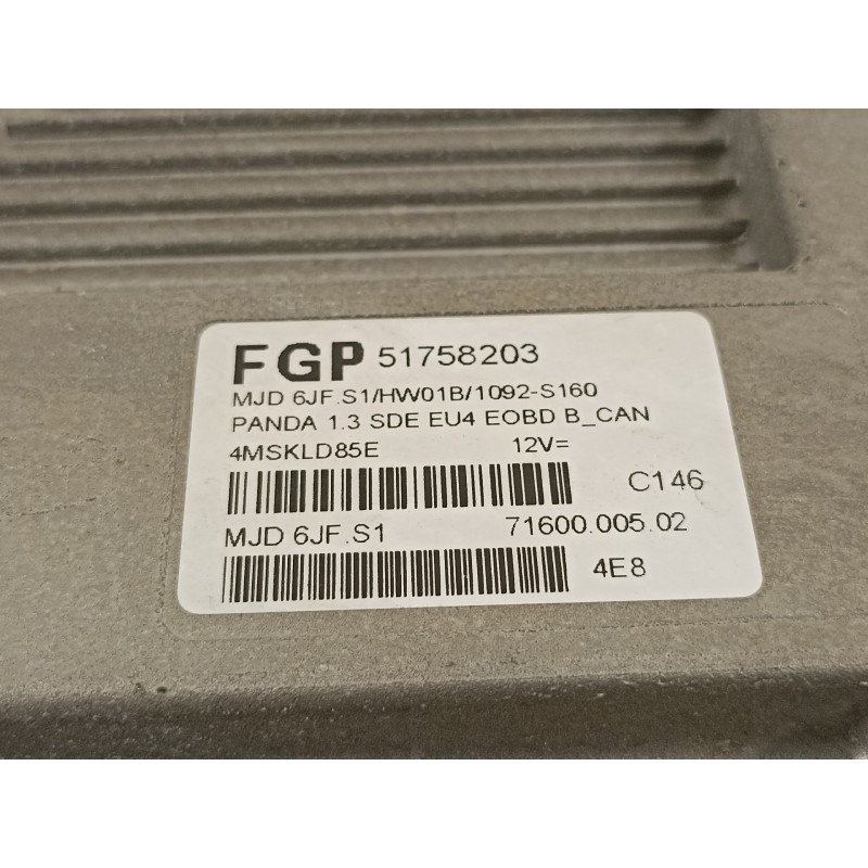 Recambio de centralita motor uce para fiat panda (169) 1.3 16v jtd emotion referencia OEM IAM 51758203  