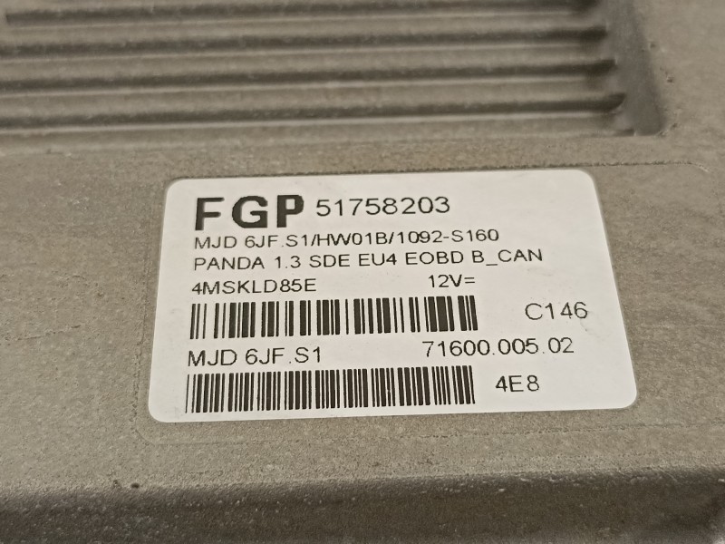 Recambio de centralita motor uce para fiat panda (169) 1.3 16v jtd emotion referencia OEM IAM 51758203  